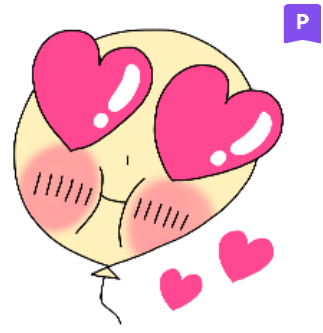 ハート形の瞳でほっぺをぷにっとするPuniちゃんのLINEスタンプ